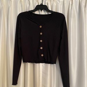 Black Crop Ribbed Top